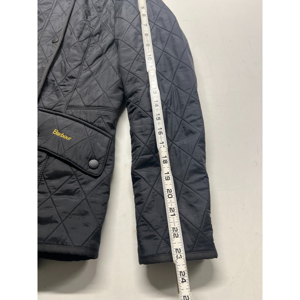 Barbour Cavalry Polarquilt Quilted Jacket Black Button Fleece Lined Women Sz 4 - Picture 8 of 9